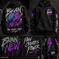 Brain new''Pain Creates Power''heavyweight hoodie